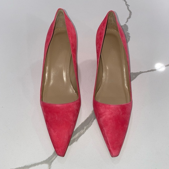 NWOT Lafayette 148 New York pink suede scarlet heels - Picture 8 of 10